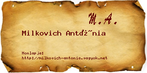 Milkovich Antónia névjegykártya